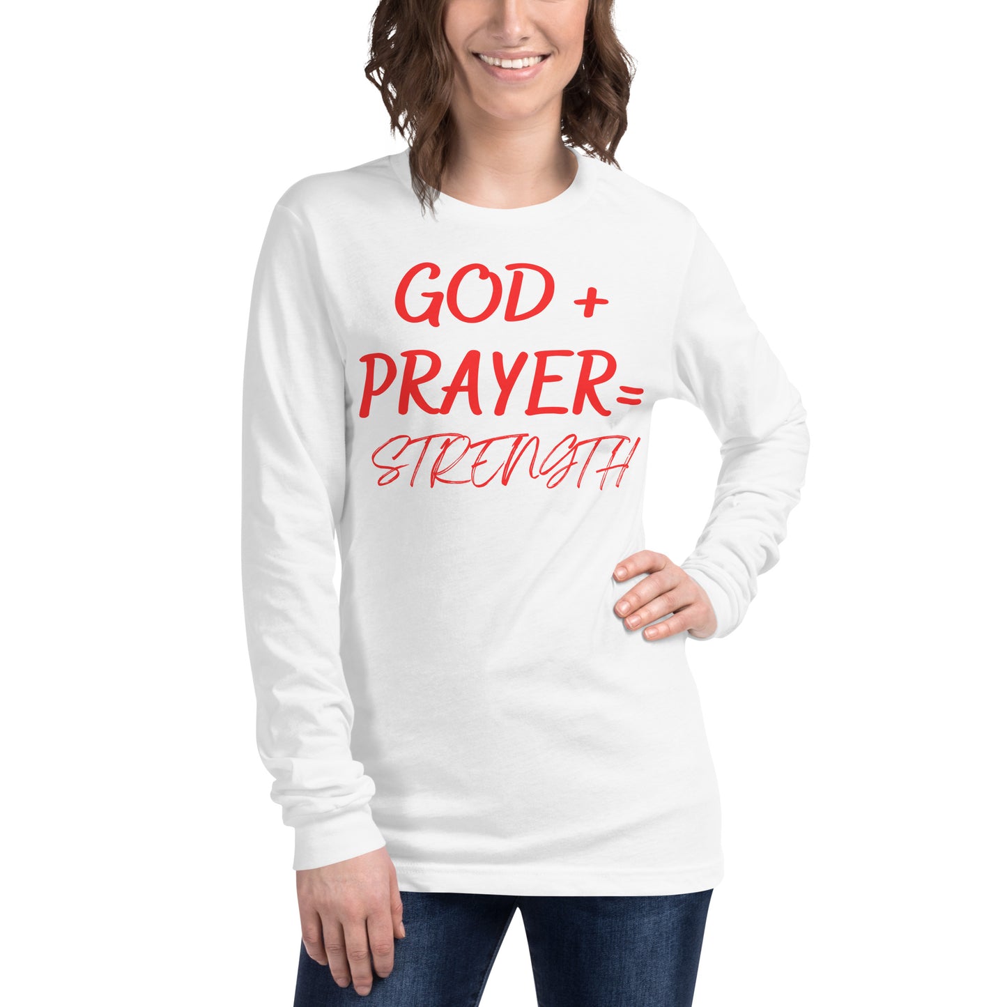 Red GOD+  PRAYER Unisex Long Sleeve Tee