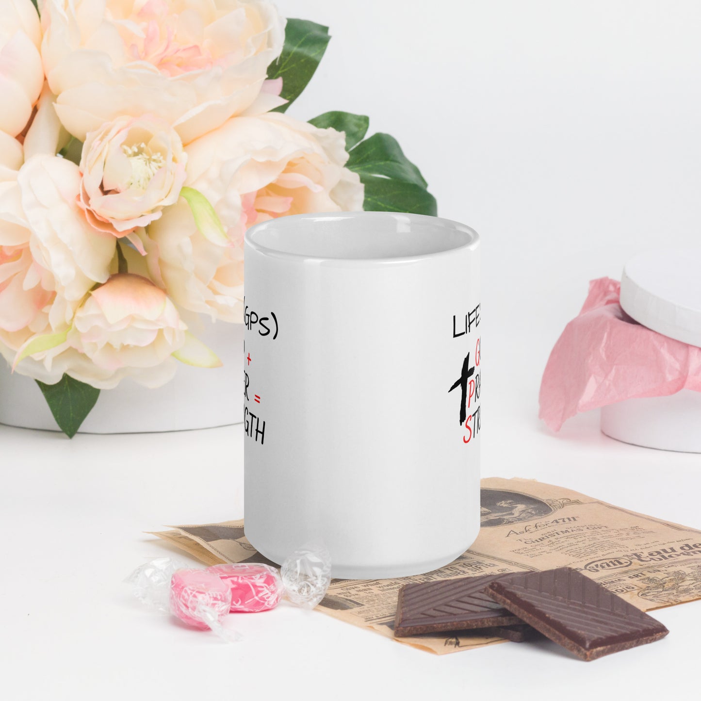 LIFE'S GPS White glossy mug