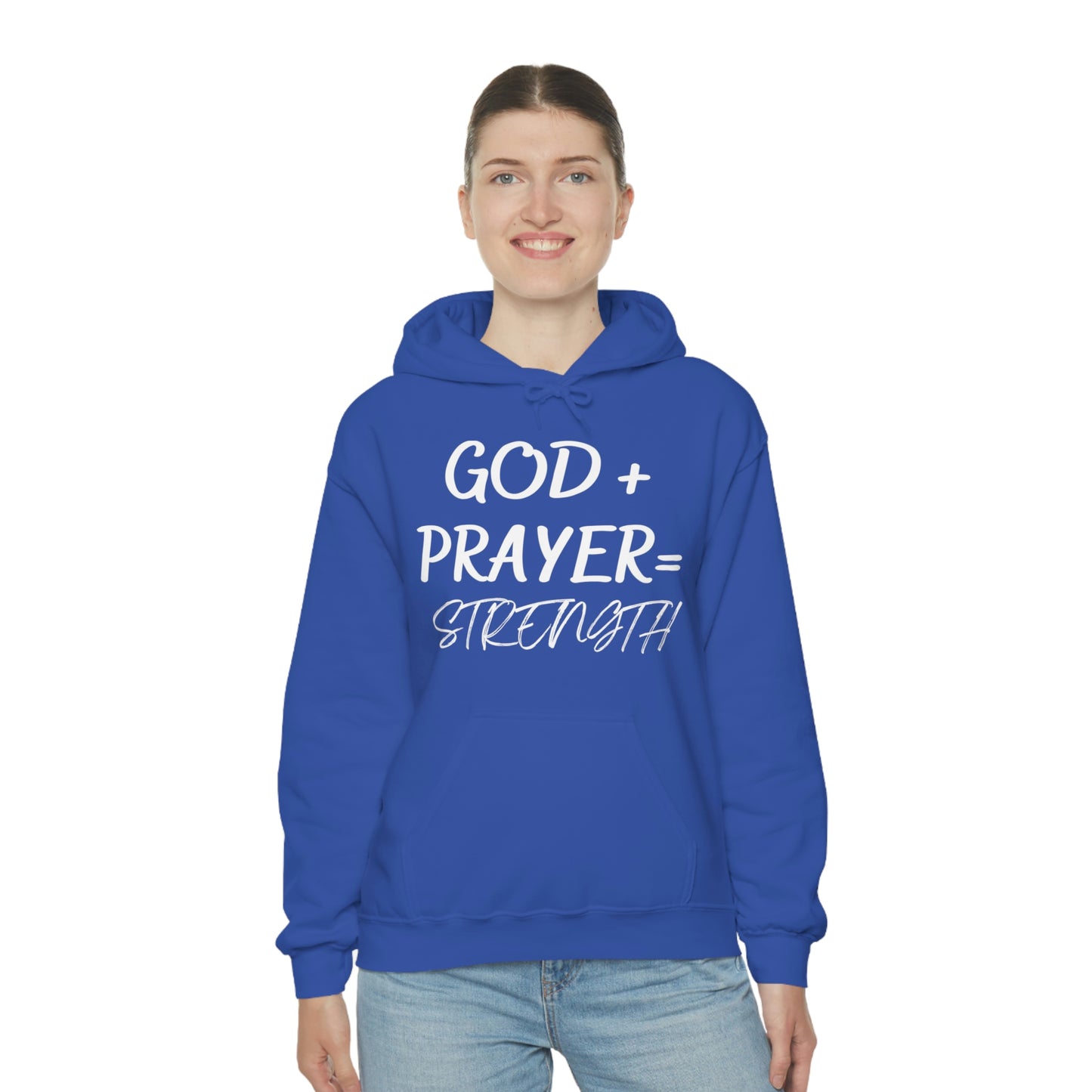 Hooded Sweatshirt W/White GOD+PRAYER