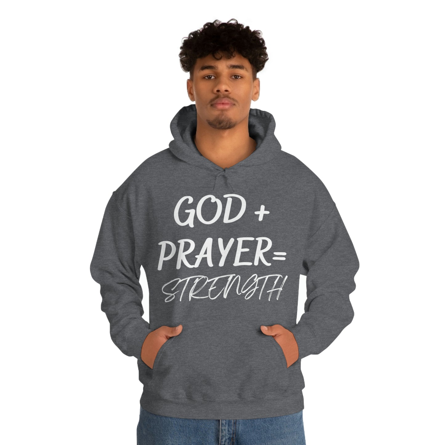 Hooded Sweatshirt W/White GOD+PRAYER