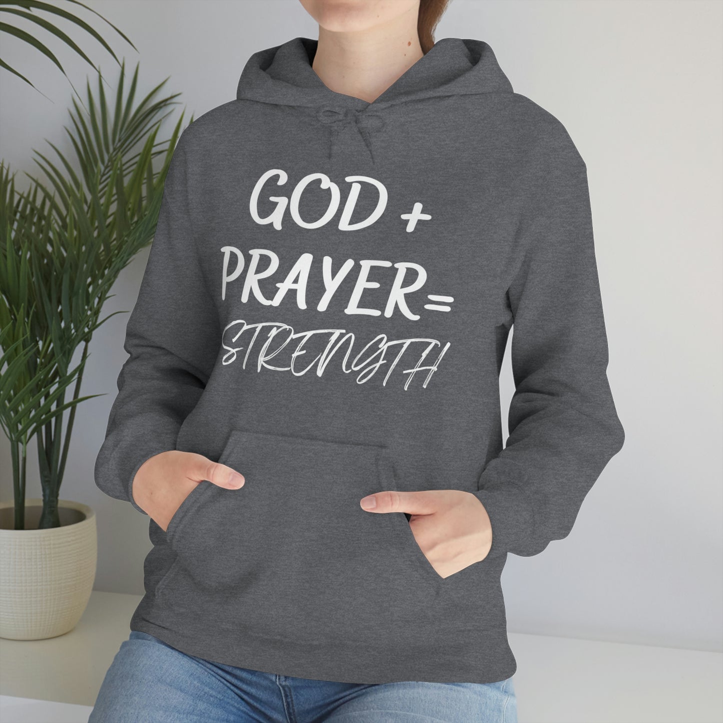 Hooded Sweatshirt W/White GOD+PRAYER