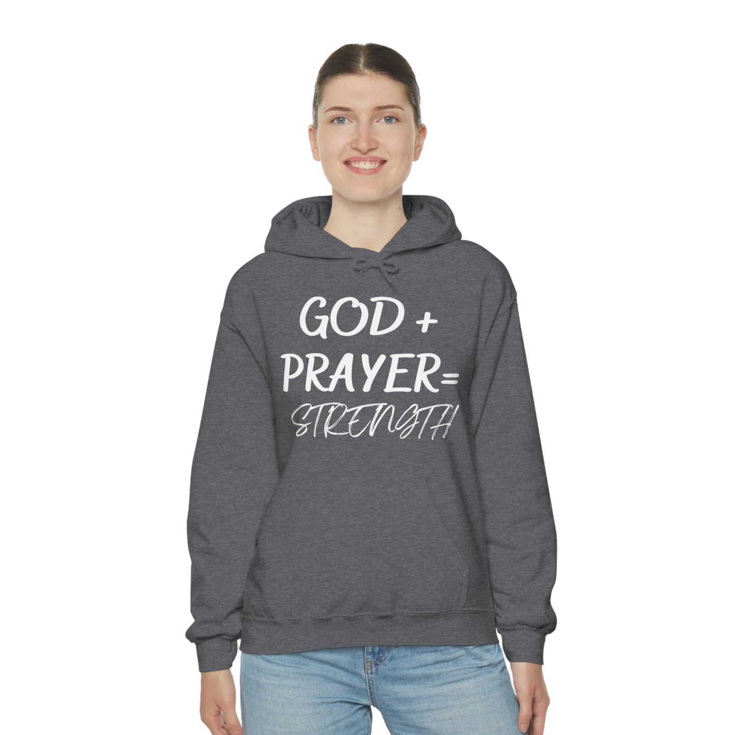 Hooded Sweatshirt W/White GOD+PRAYER