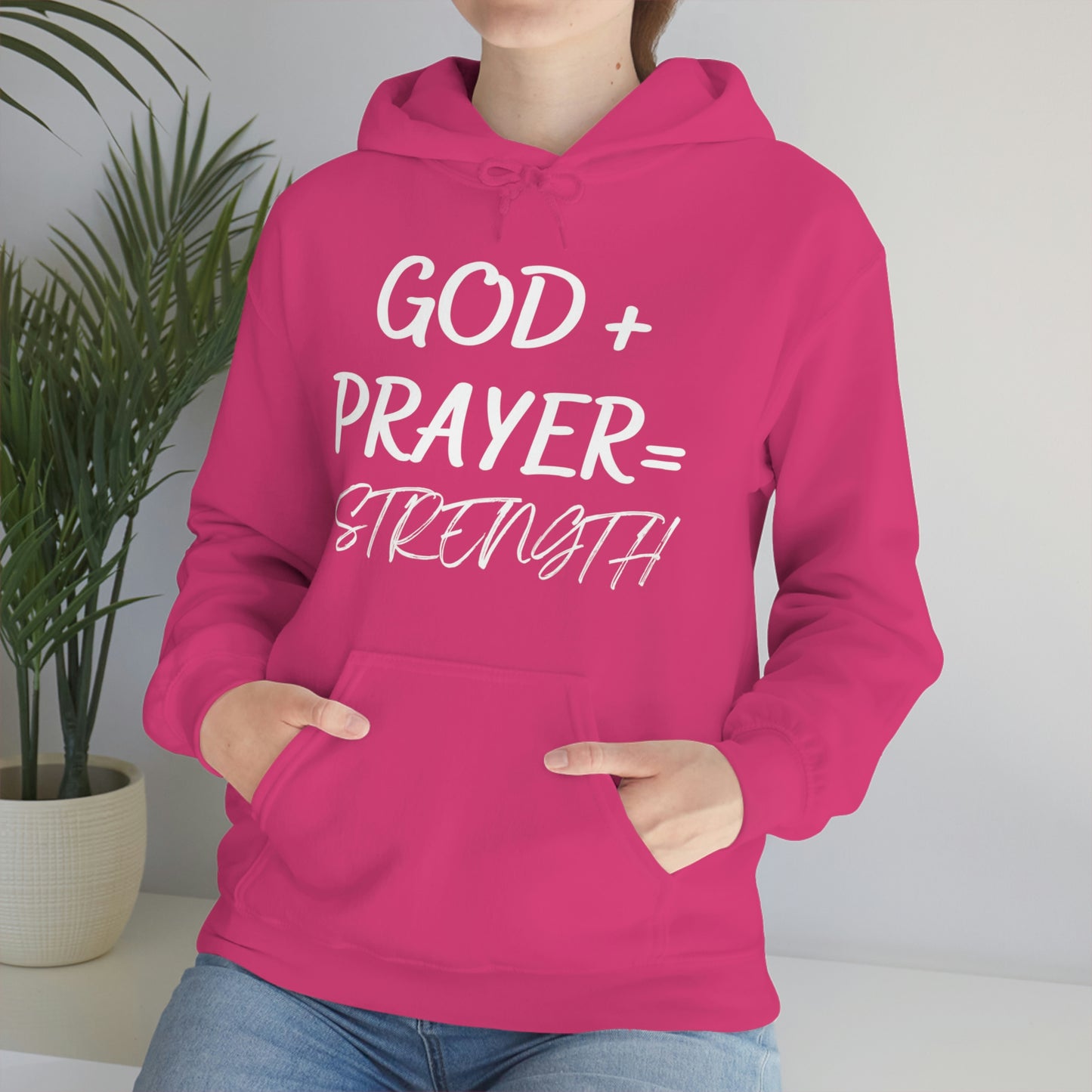 Hooded Sweatshirt W/White GOD+PRAYER