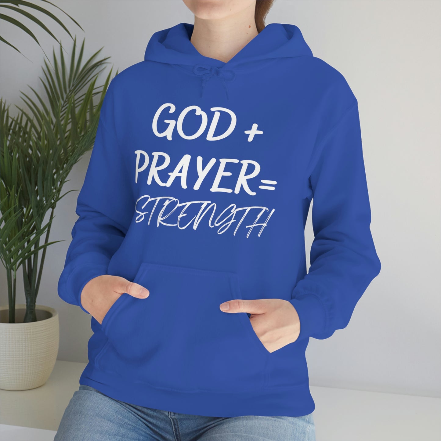 Hooded Sweatshirt W/White GOD+PRAYER