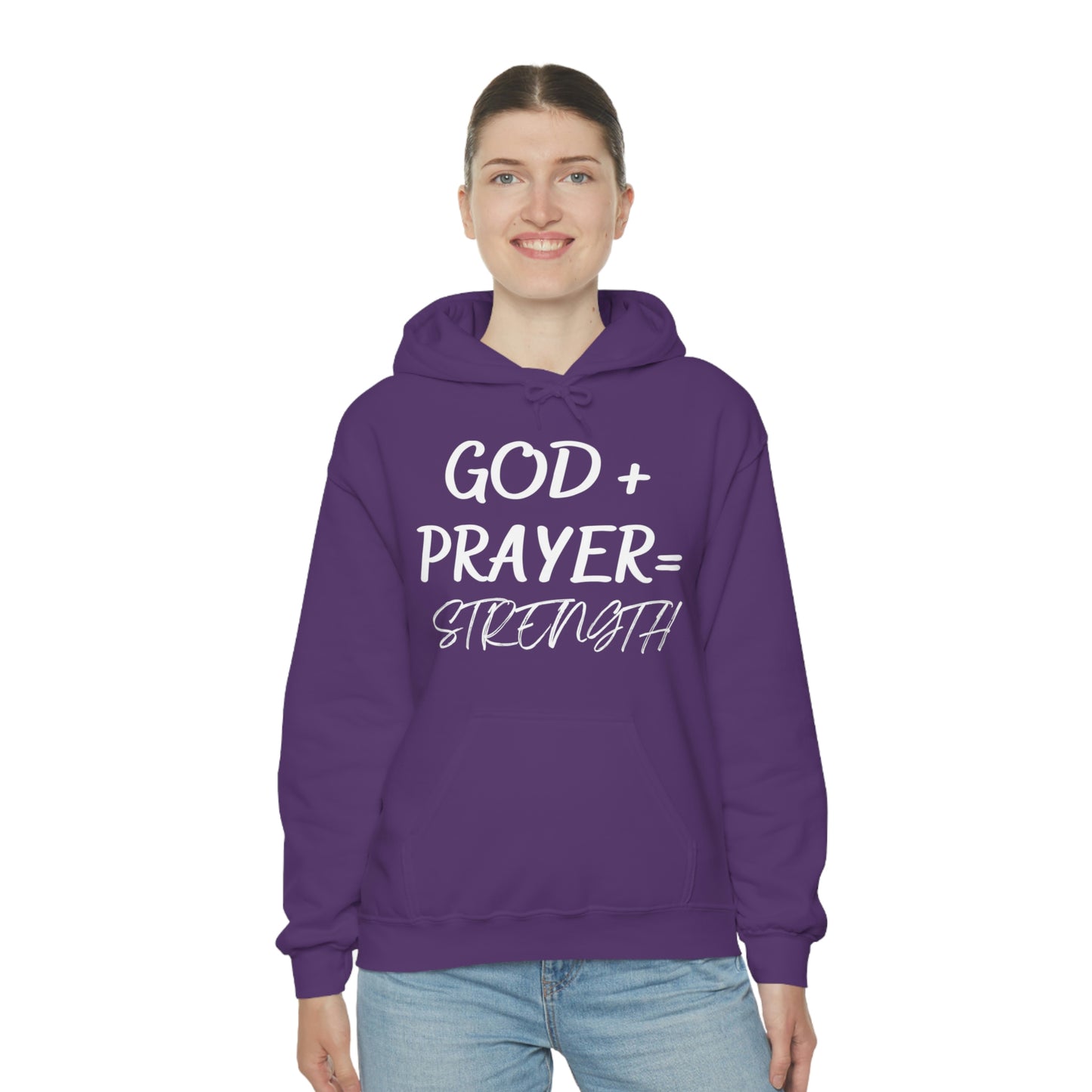 Hooded Sweatshirt W/White GOD+PRAYER