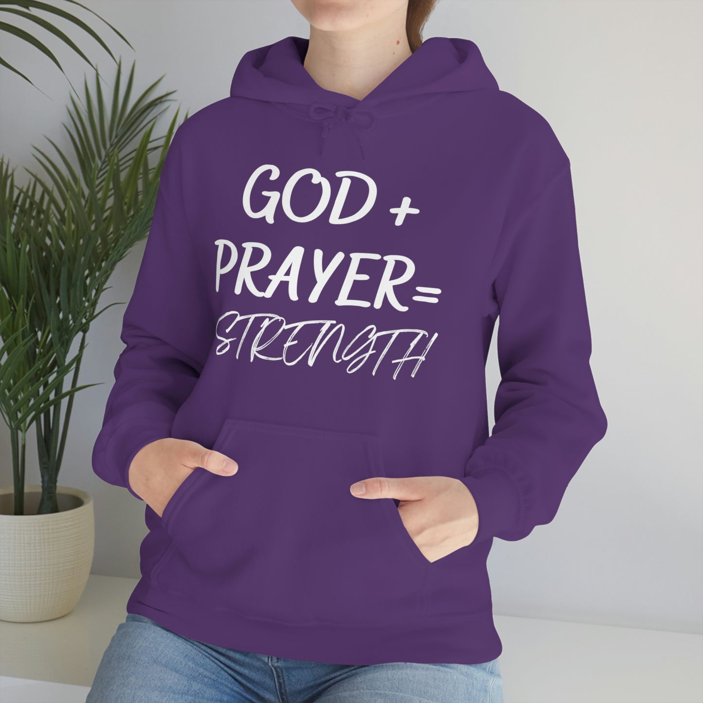 Hooded Sweatshirt W/White GOD+PRAYER