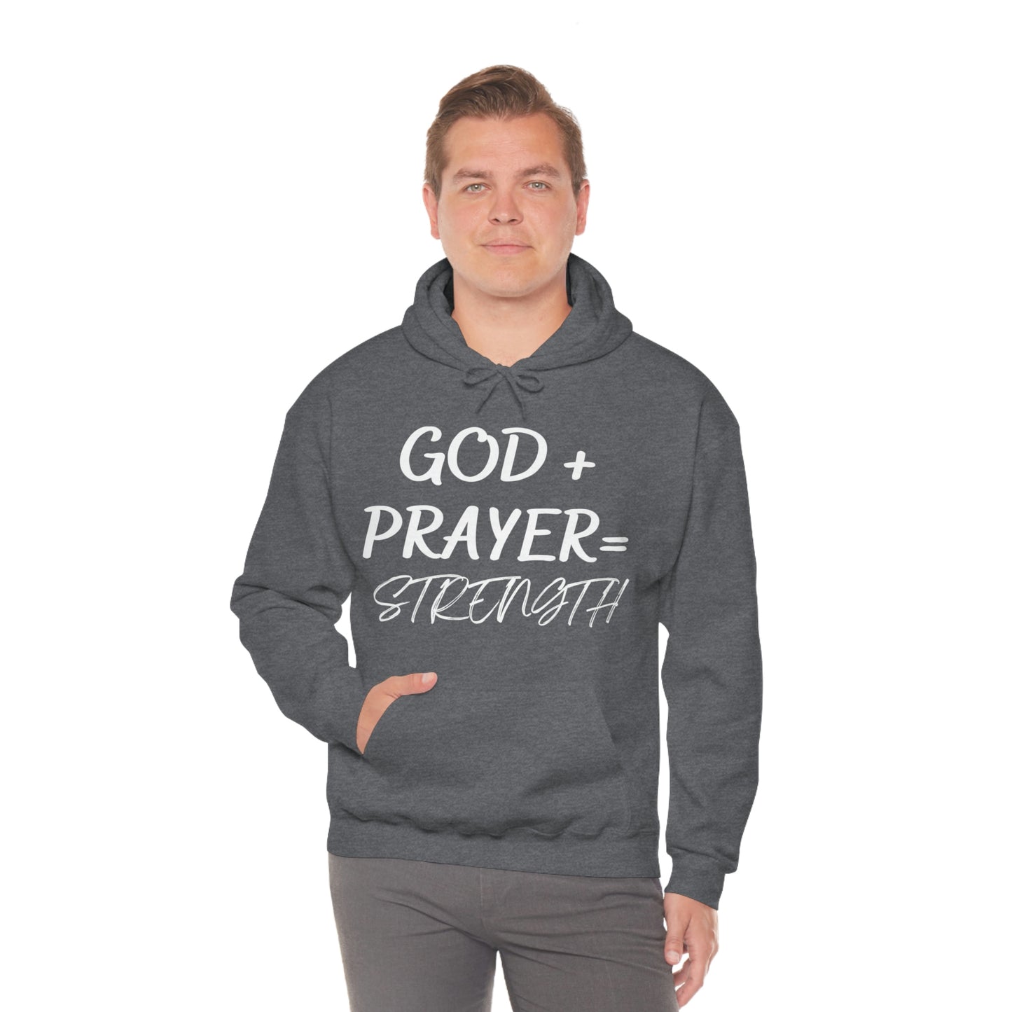 Hooded Sweatshirt W/White GOD+PRAYER