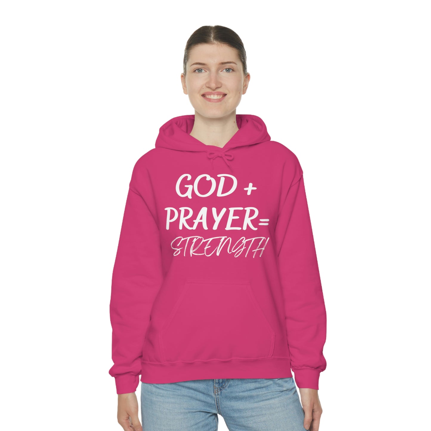 Hooded Sweatshirt W/White GOD+PRAYER