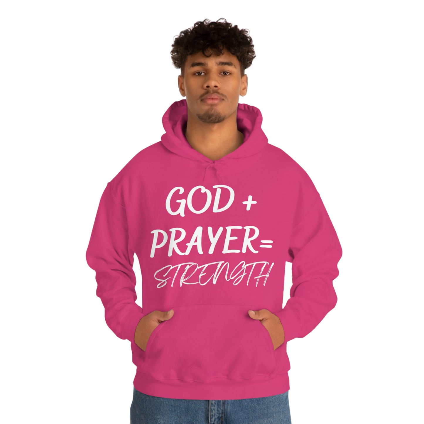 Hooded Sweatshirt W/White GOD+PRAYER