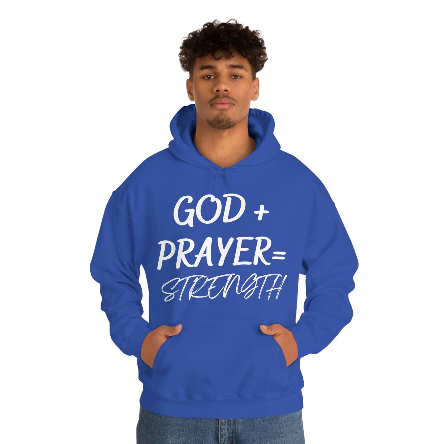 Hooded Sweatshirt W/White GOD+PRAYER